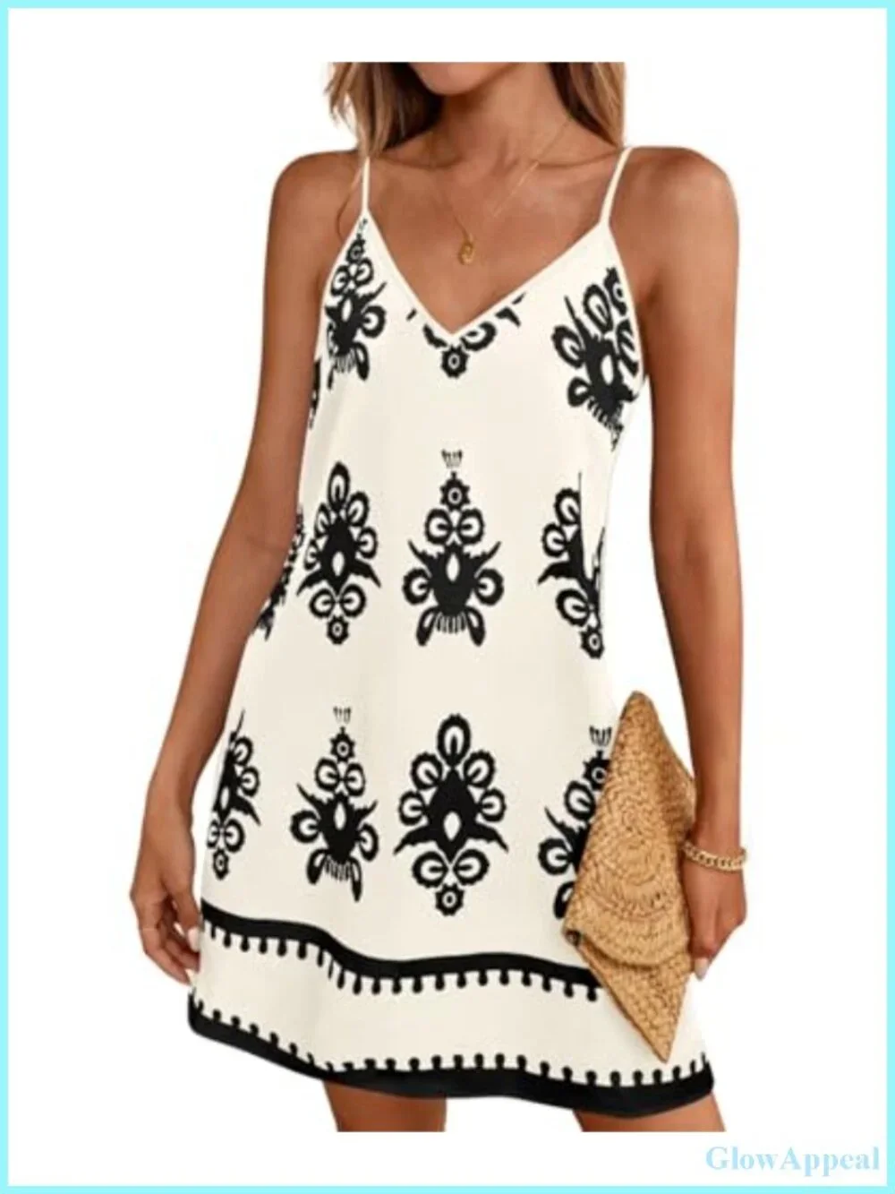 Sleeveless V-Neck Spaghetti Strap Floral Mini Dress Casual Summer Beach